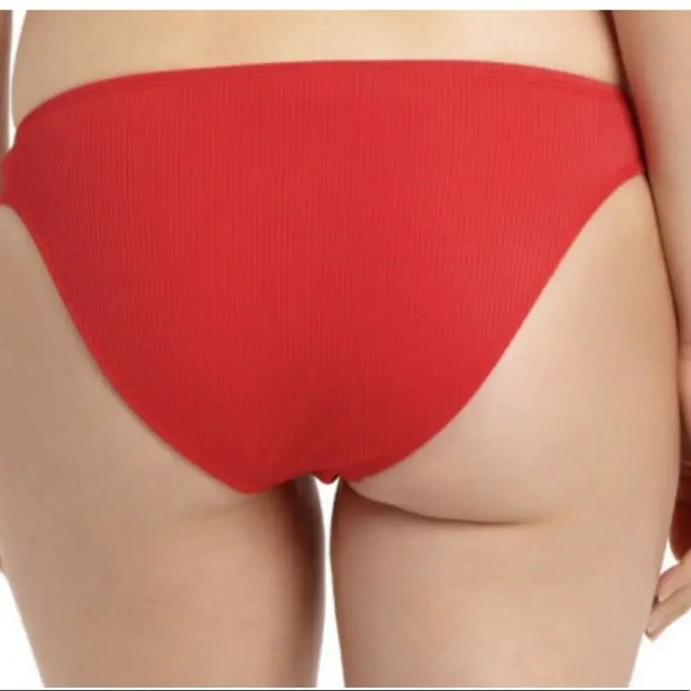 California Waves RED Ribbed  Bikini Swim Bottom